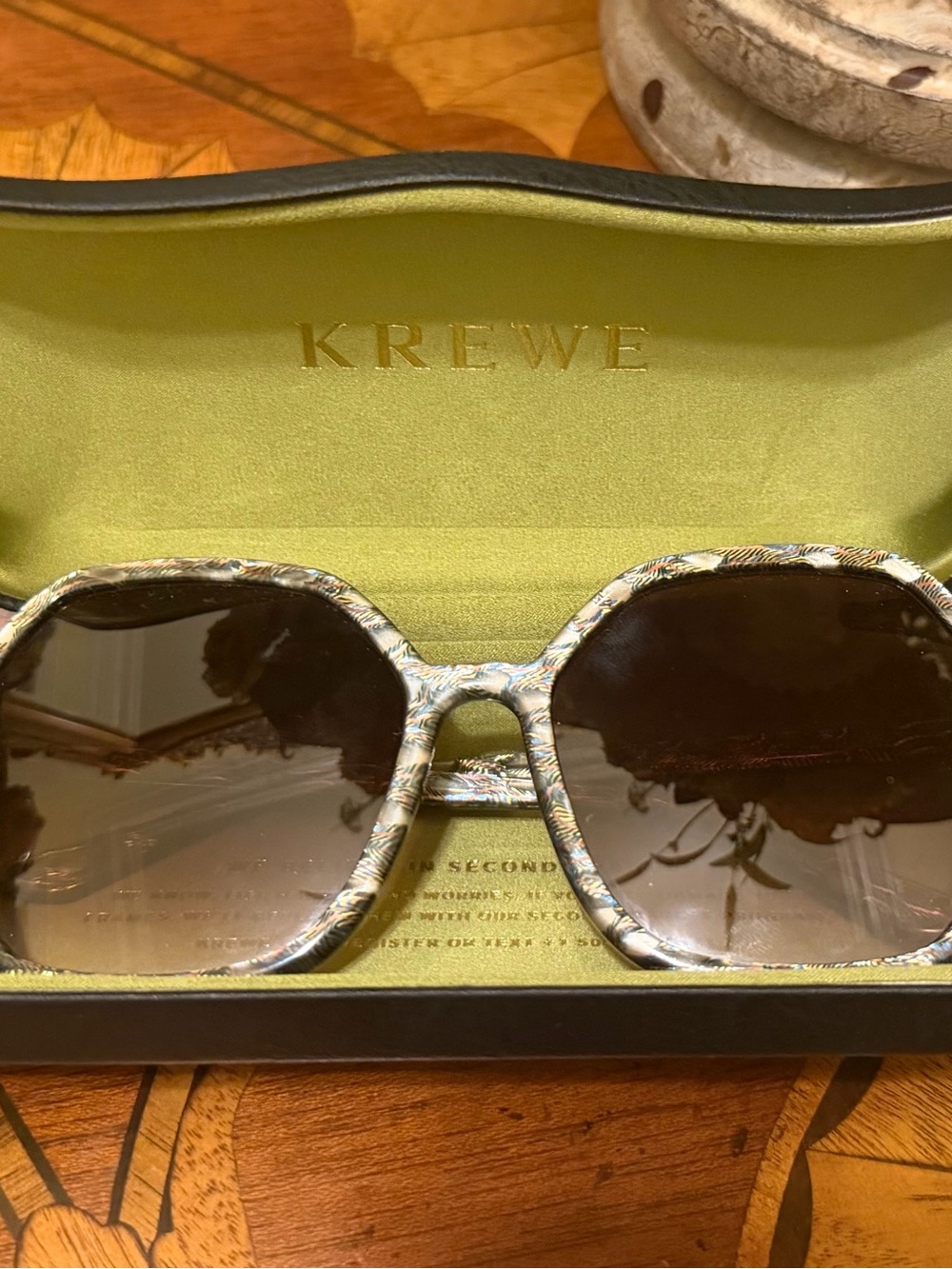 KREWE Multicolor Patterned Hexagon Sunglasses with Brown Lenses